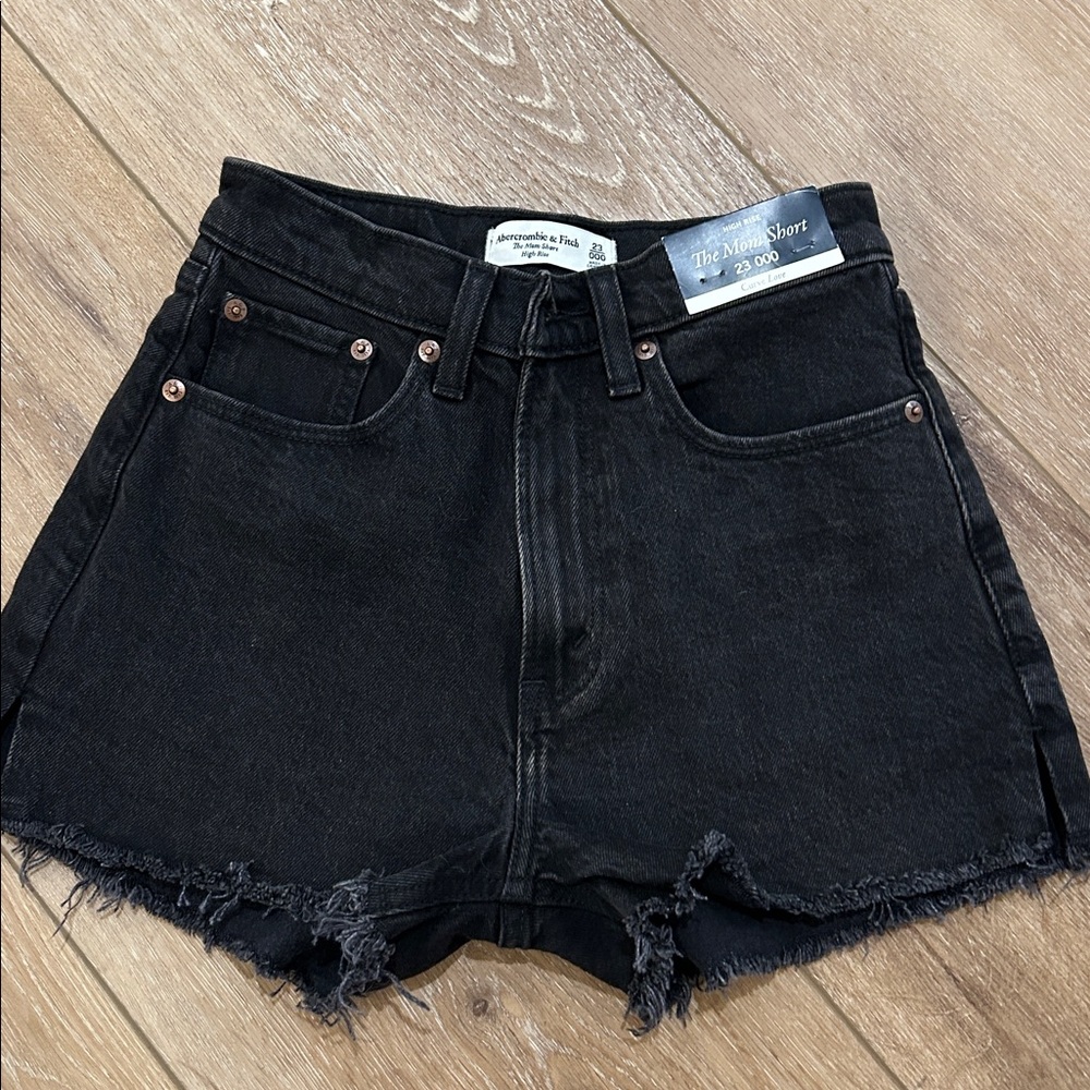 Abercrombie & Fitch Black Frayed Denim Shorts